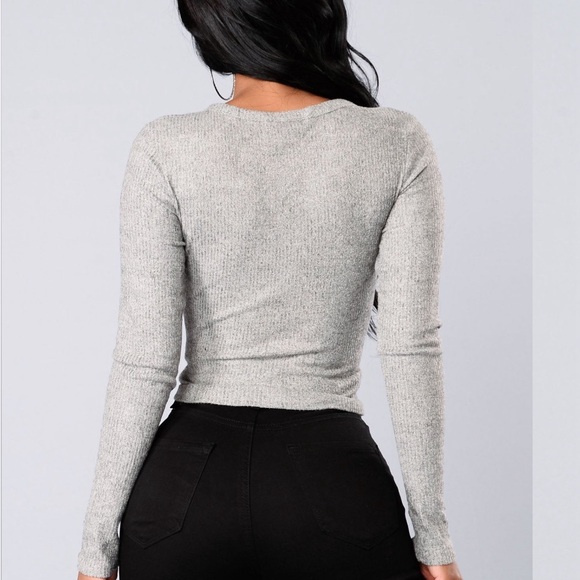 FASHION NOVA long sleeve, grey, size S - Picture 2 of 5